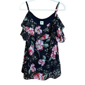 CAbi Fairytale Cold Shoulder Top Style 5220 Women Medium Multicolor Blouse
